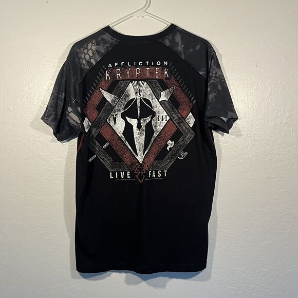 Affliction Kryptek T Shirt Size Large Big Graphic Print Black Gray Short Sleeve - Picture 7 of 11